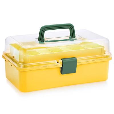 Sumnacon Large Capacity Foldable Storage Storage Box with Adjustable for Home and Car Use Toolbox, Three-Tier Box, Multi-Function Spacing, Handles,