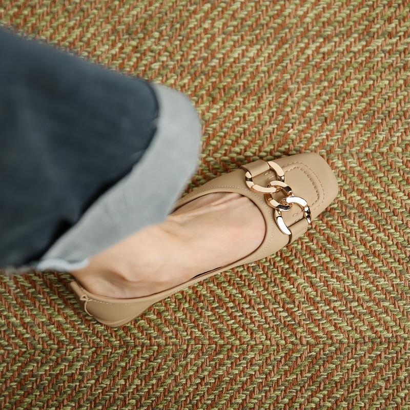 

Кожаные туфли на плоской подошве Yuexinwang для женской обуви Huizhou Su Yinyin, такие же туфли Mary Jane на низком каблуке, новые весенние туфли с квадратной головкой 41 коричневый