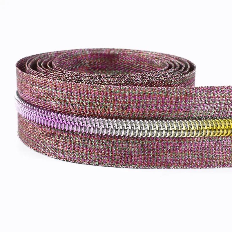 1/2/3/4/5M Meetee 5# Nylon Zipper Tapes Decor Rainbow Teeth Zips for Pocket Handbag DIY Coat Zip Repair Kit Sewing Accessories
