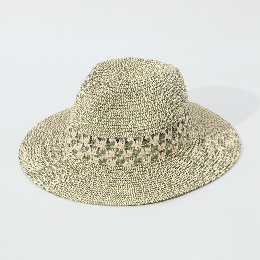 Spring Summer Fashion Striped Fedora for Women, Elegant Foldable Straw Sun Hat, Beach Vacation Accessory