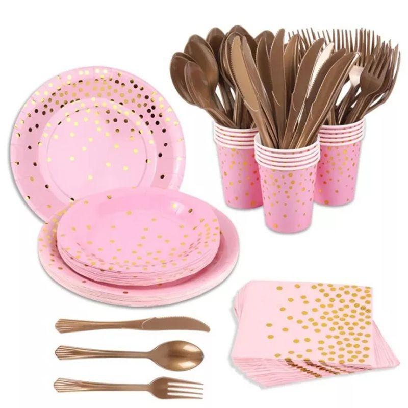 Delightful Pink And Gold Disposable Tableware To Enhance Your Party Atmosphere