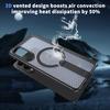 For Samsung Galaxy S25 Edge Magnetic Case Kickstand Grid Texture TPU PC Phone Back Cover