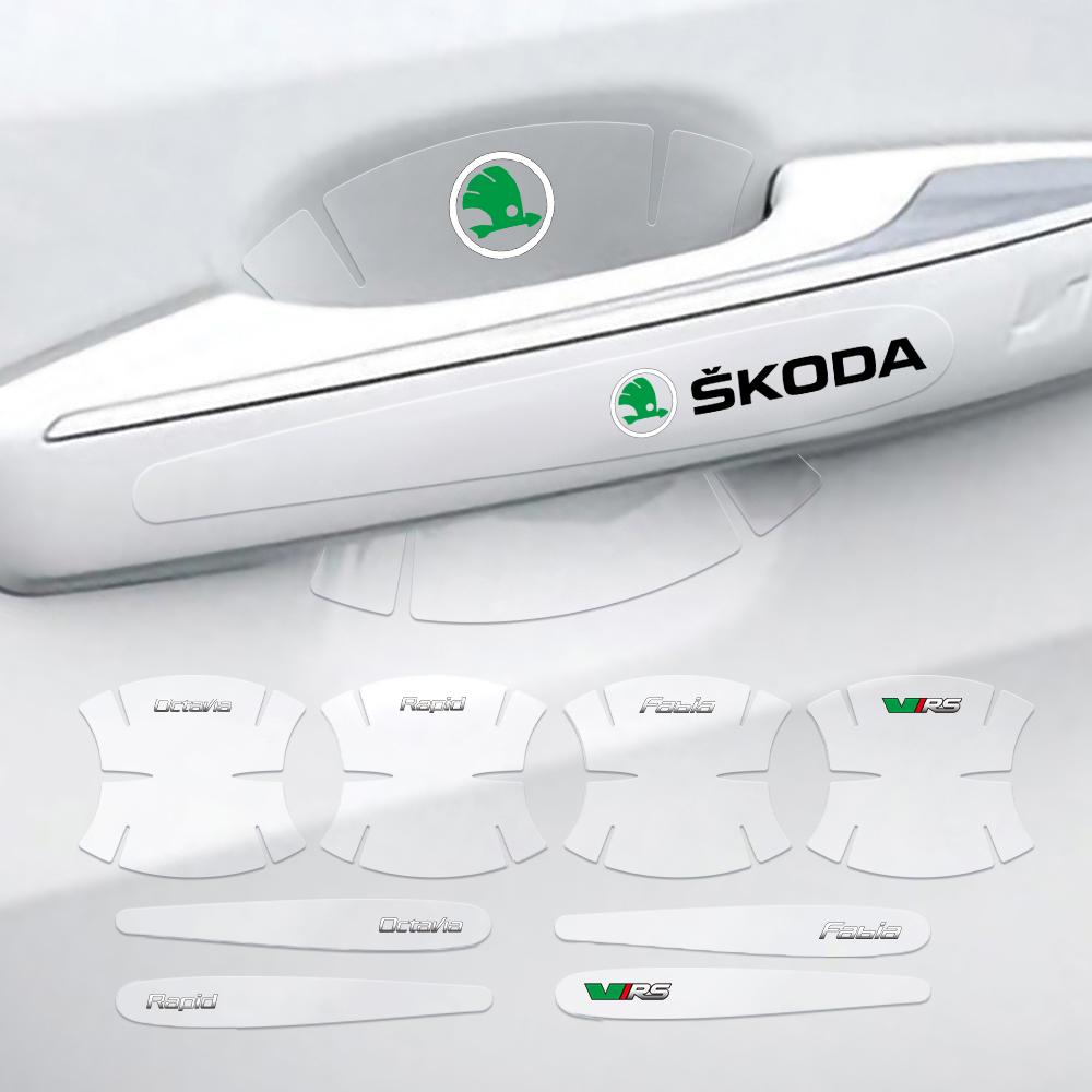 4/8Pcs Car Door Handle Transparent Door Bowl Protection Stickers For Skoda Fabia Octavia 3 2 a5 a7 VRS Yeti Kodiaq Rapid Karoq agr411