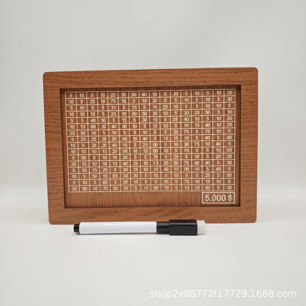 Wooden Piggy Bank Reusable Handmade Money Box, Piggy Bank with Saving Goal and Numbers To Check for Helps The Habit of Saving