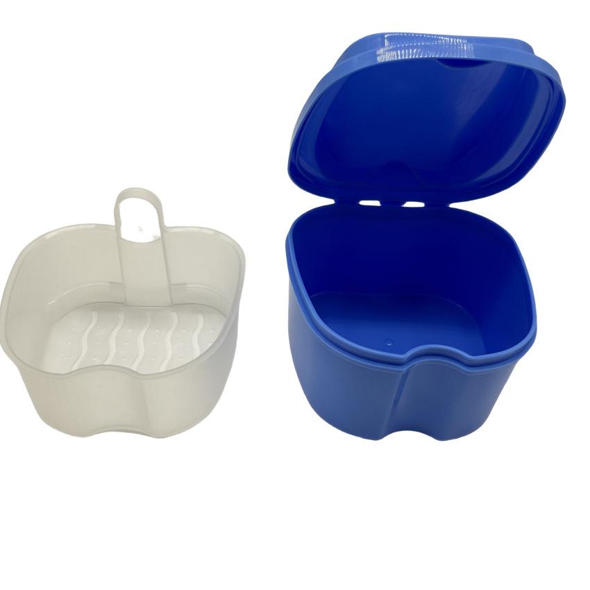 Denture Bath Box Appliance False Teeth Storage Case Rinsing Basket Retainer