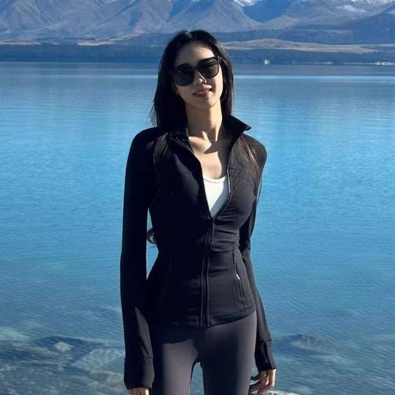 

Черная куртка для спортзала женская новая весенняя одежда для йоги облегающий спортивный топ XL