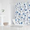1pc Blue Floral Shower Curtain -Simple Watercolor Design with Gradient Petals and Oval Leaves Polyester Fabric, Machine Washable