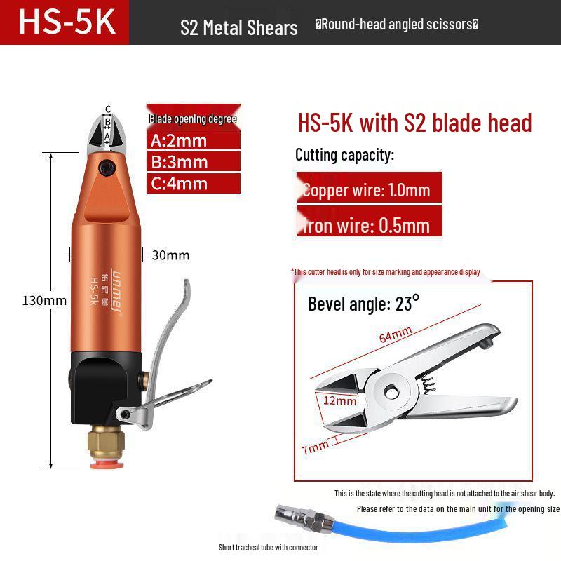 Pneumatic Shears & Nippers: Angled Cutters for Plastic, Resin, Copper, Iron & Electronic Components