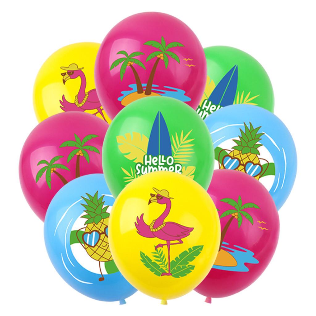 Hawaiian Theme Party Decorations Set Paper Cake Insert Balloons Bunting Flags