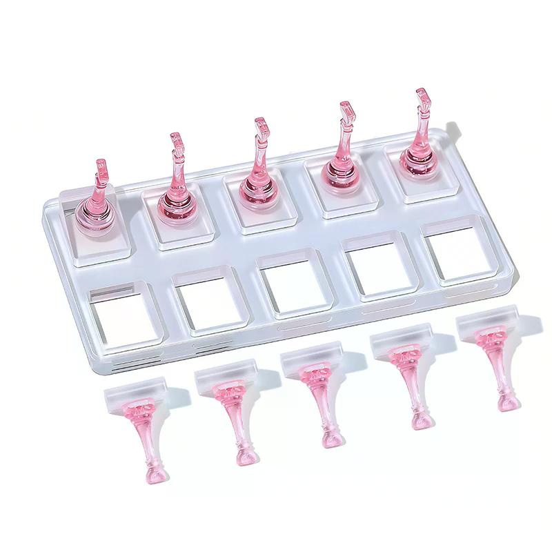 10 Grid Non-Magnetic Acrylic Nail Stand False Nail Display Stand Tips Holder For Cat Eye Gel Press On Nails Display Rack Practic