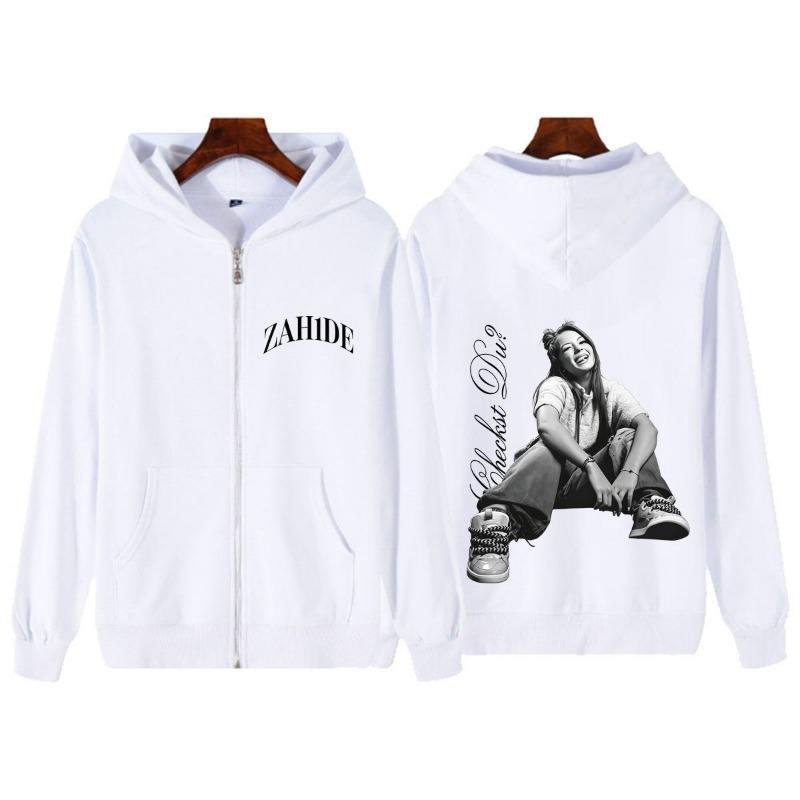 Cantante Zahide Tour 2026 Merch Grafica Felpe con Zip Uomo Donna Moda Inverno Hip-hop Larghe Casual Vintage Felpe con Zip