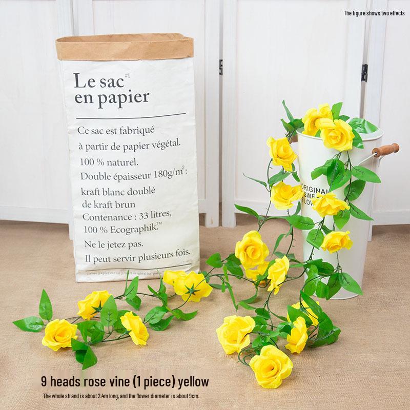 Artificial Rose Flower Vine for Indoor Decoration: Ceiling Hanging & Living Room Decor