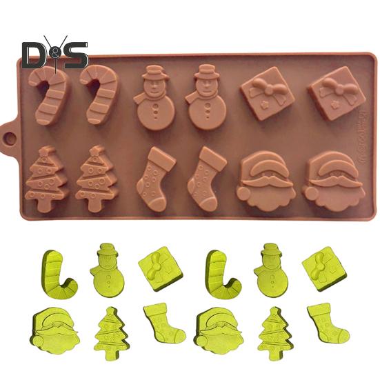 Forma na čokoládu nepřilnavá silikonová forma na pečení s vánočními prvky