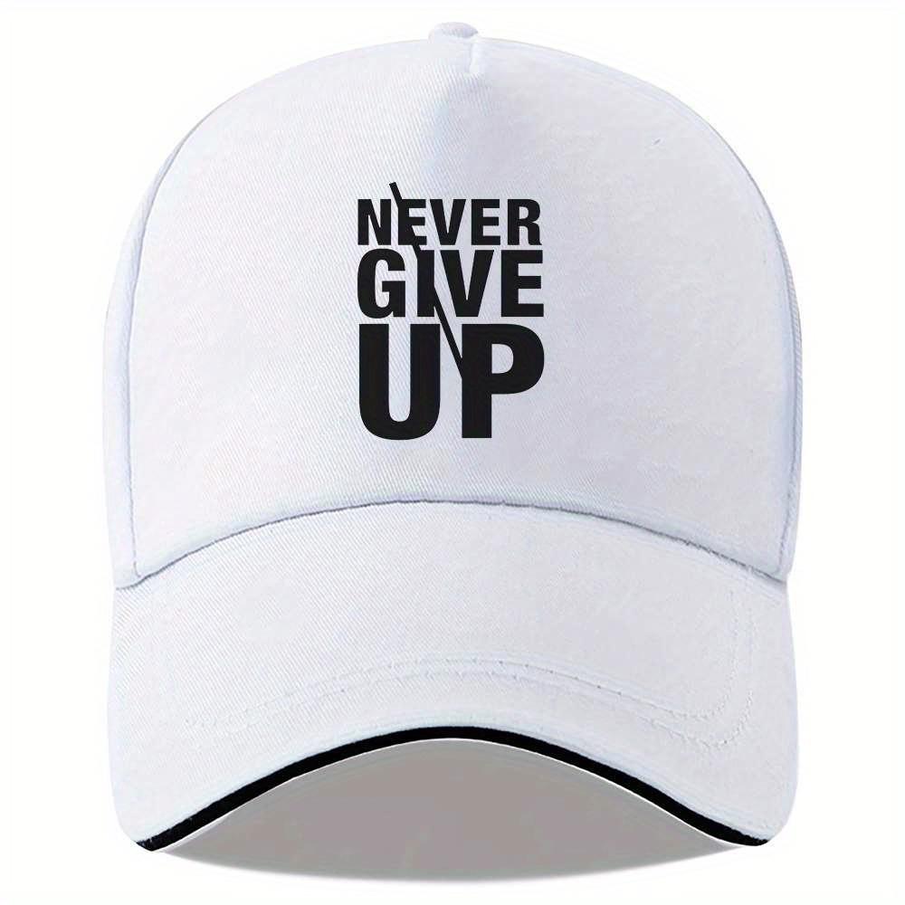 Never Give Up Motivational Baseball Cap Polyester Adjustable Snapback Gym Outdoor Hat