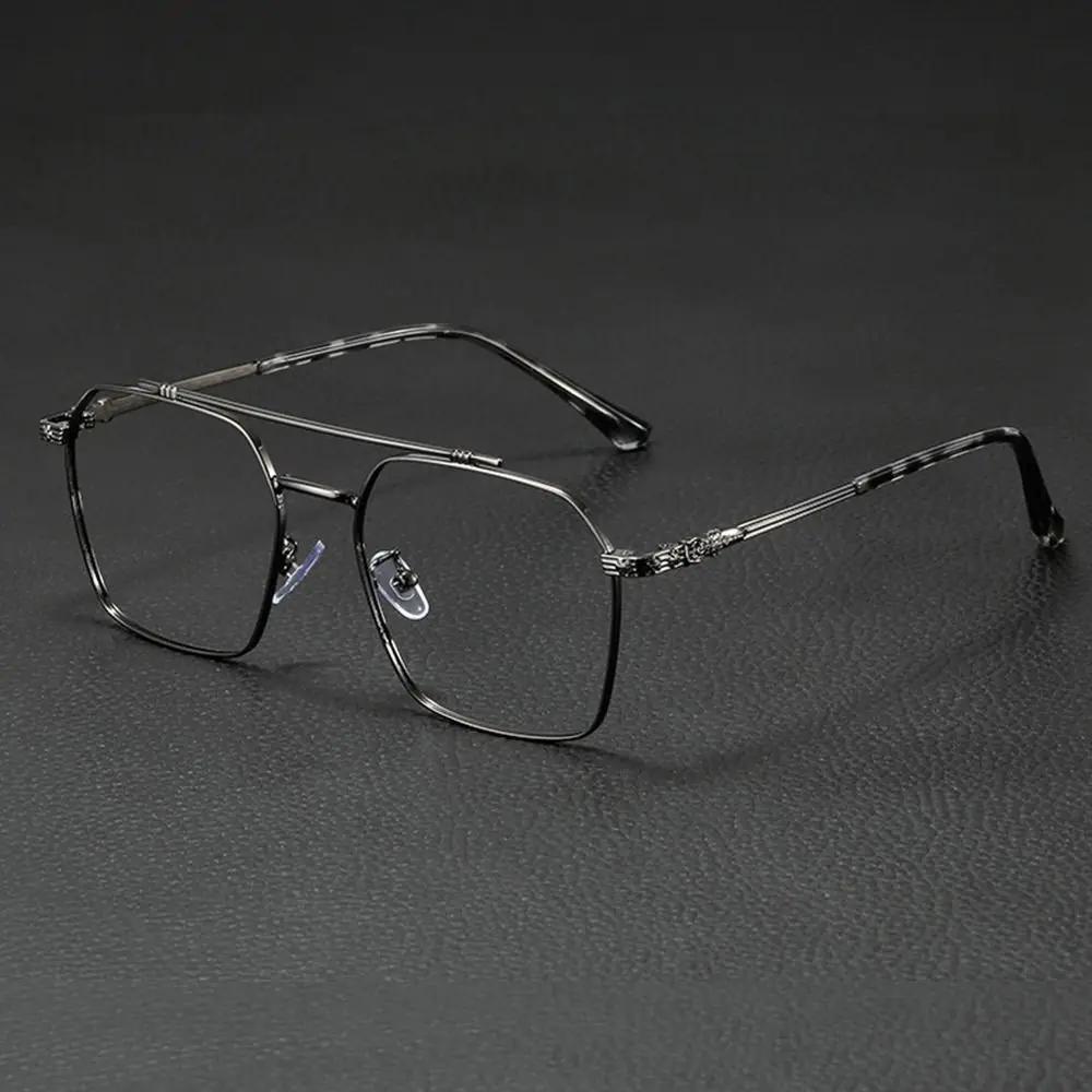 Classic Blue Ray Blocking Anti-Blue Light Glasses Ultralight Eye Protection Square Eyeglasses Metal Frame Eyewear Office
