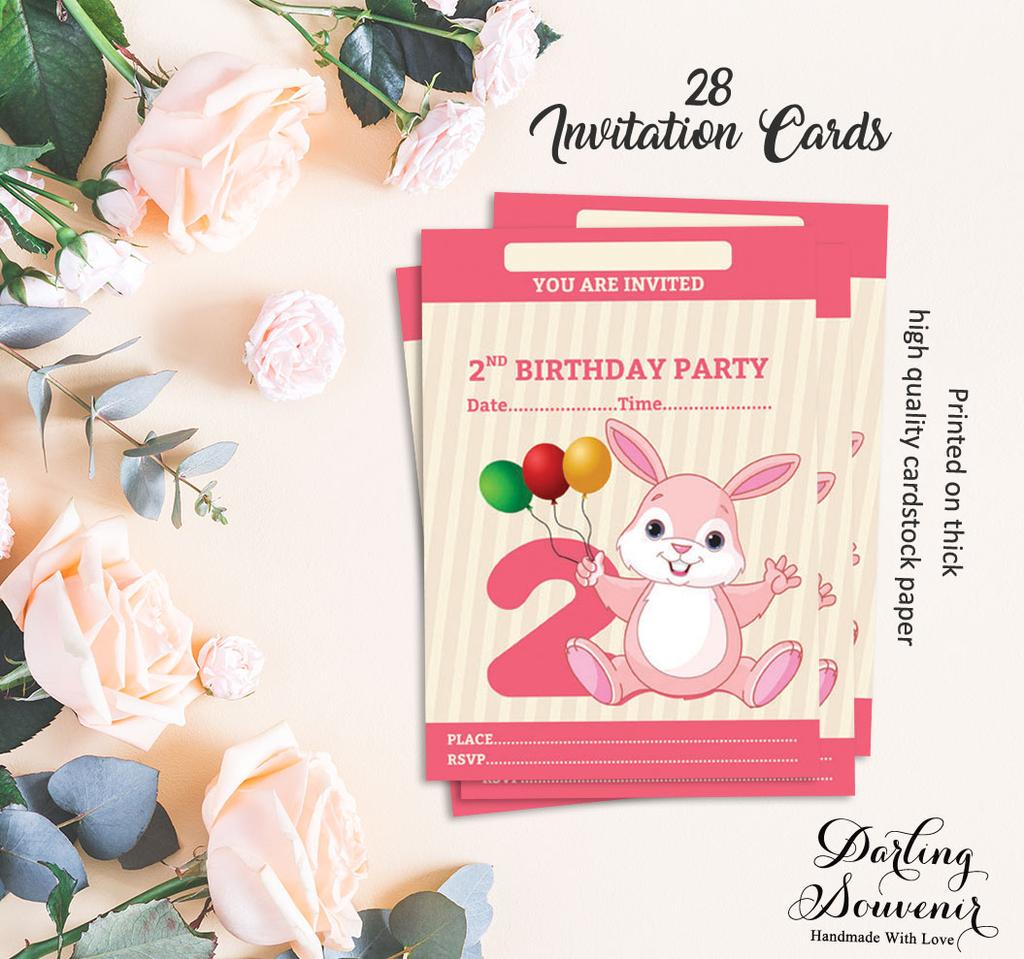 Darling Souvenir Pink Birthday Invitation Card Printable Elegant Fill or Write In Blank Party Invites 28 Pcs 5 x 7