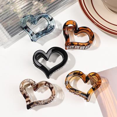 4 Pcs Heart Shaped Claw Hair Clips for Women and Girls - 2 Inch, 4 Colors, Nonslip Hair Clips Strong Hold for Thin Thick Hair