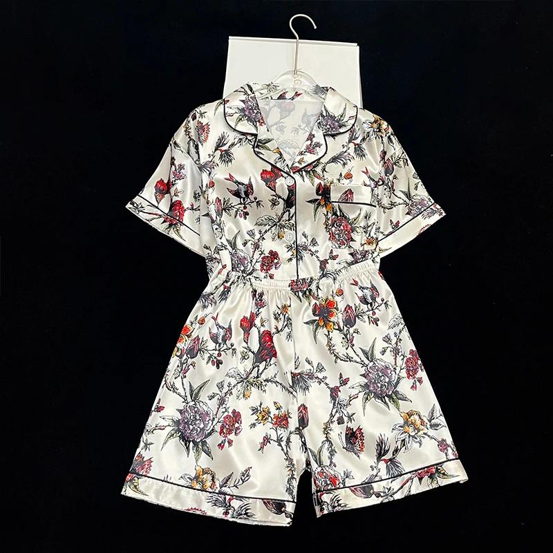 

Китайская классическая женская пижама с цветочным принтом и тушью, элегантная, в старинном стиле, эстетичная, ночная рубашка, летние дома XXL белый