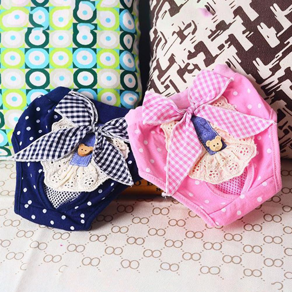 Pet Briefs Diaper Bow-knot Decoration Washable Cotton Shorts Dog Pets Dog Diaper Sanitary Physiological Pants Pet Supplies