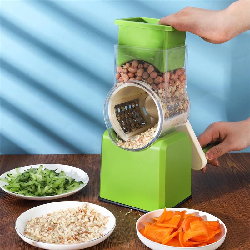 Practical-Rotary Cheese Grater - Manual Vegetable Slicer And Shredder With Handle, Strong Suction Base Efficient Slicing