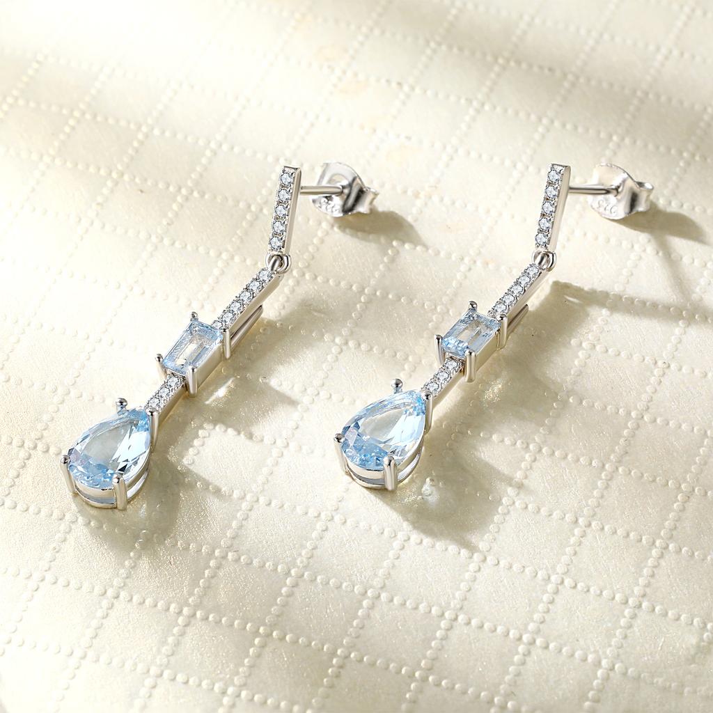 Visací náušnice pro ženy Náušnice s modrým safírem Drahokam Svatební Zásnubní Párty Šperky