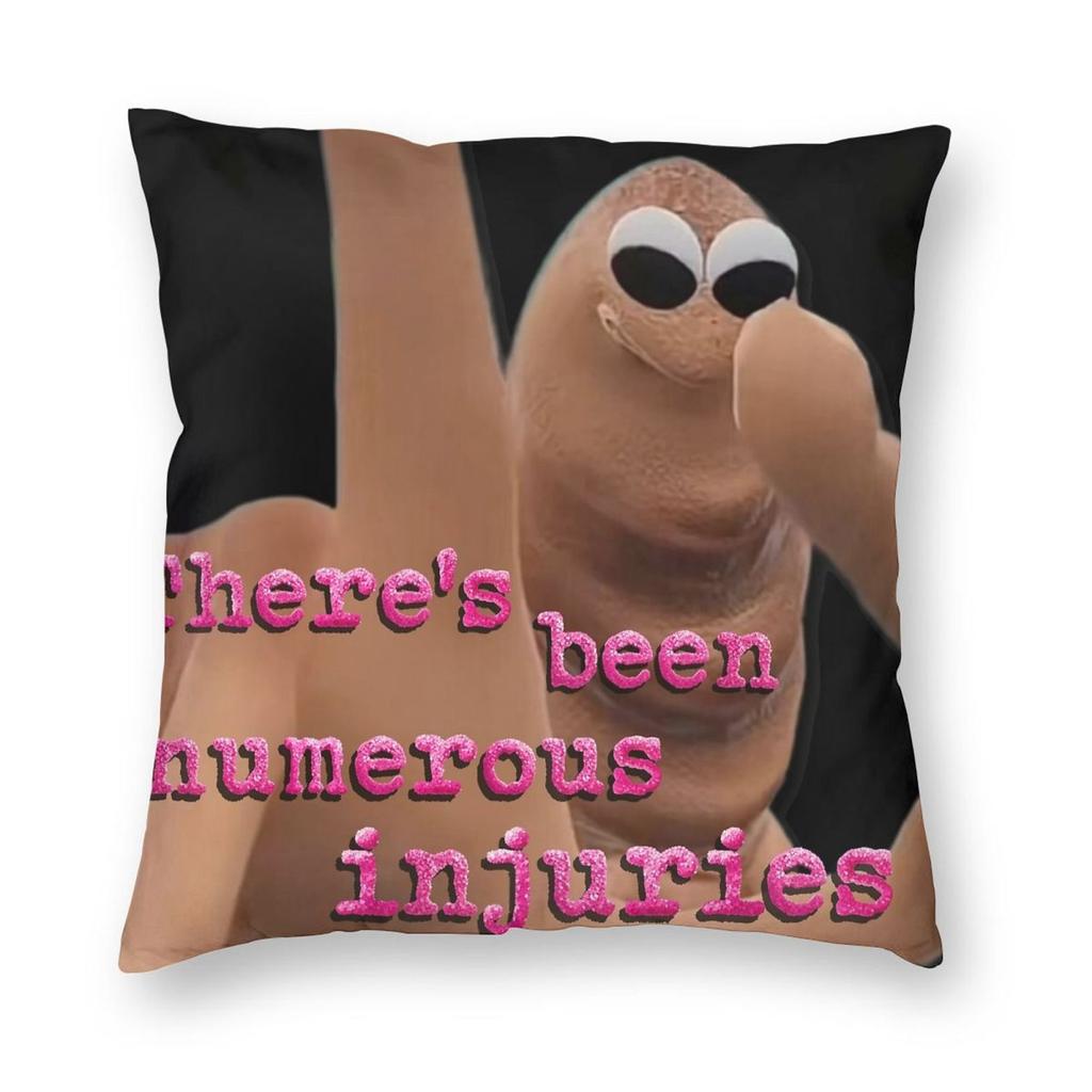 Marcus The Worm Robert Help Funny Meme Pillowcase Printed Polyester Cushion Cover Decor Pillow Case Cover Sofa Square 45X45cm