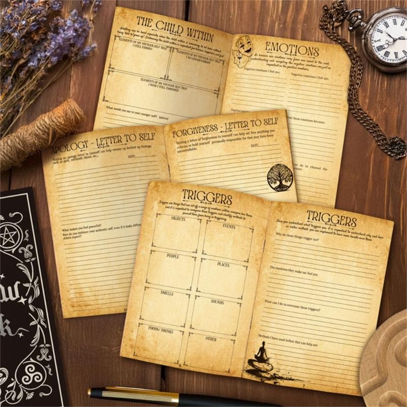 Mystisches Notizbuch im Stil der dunklen Ästhetik mit 42 Blättern für tägliches Journaling und spirituelle Reflexion