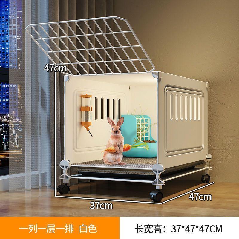 

Large Deluxe Rabbit Cage 2-Story Indoor Habitat with Ramp Automatic Manure Cleaning Guinea Pig Home Spacious Small Pet House Deluxe Model