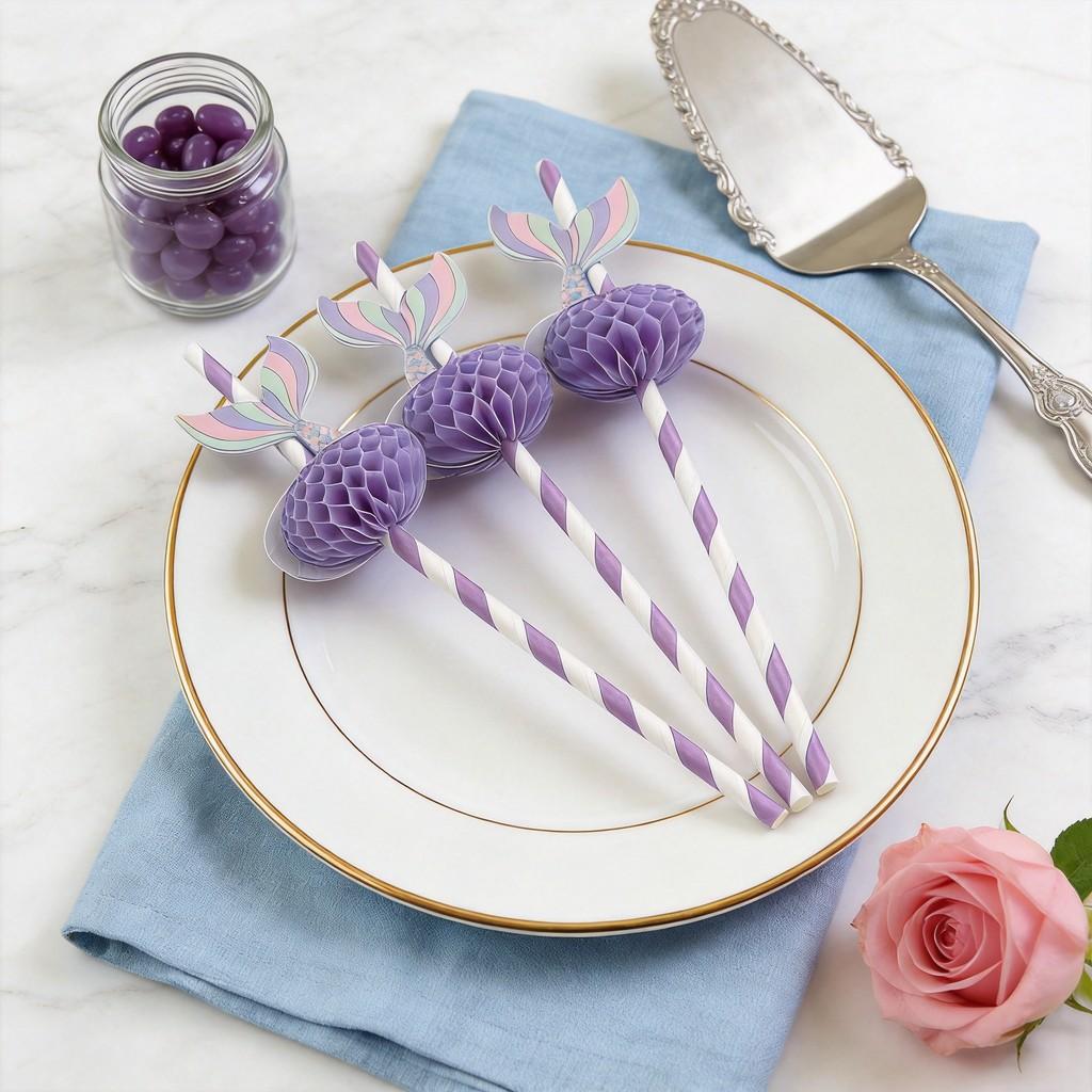 Degradable Pineapple Pattern Paper Straw For Party Drinks And Cake Decor