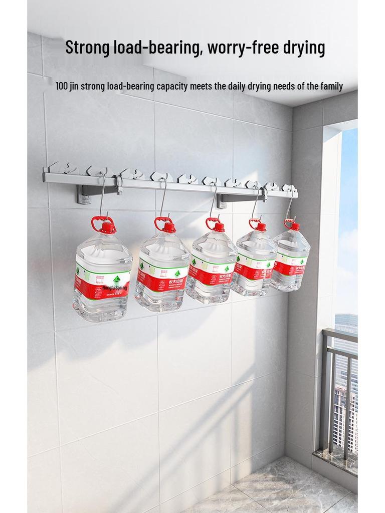 Wall-Mounted Retractable Clothes Drying Rack for Balcony & Home Use