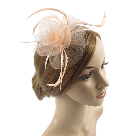 Klobouk fascinátor Peří Květina Elegantní Vintage Síťovina Svatební Pokrývka hlavy na Koktejlovou Párty