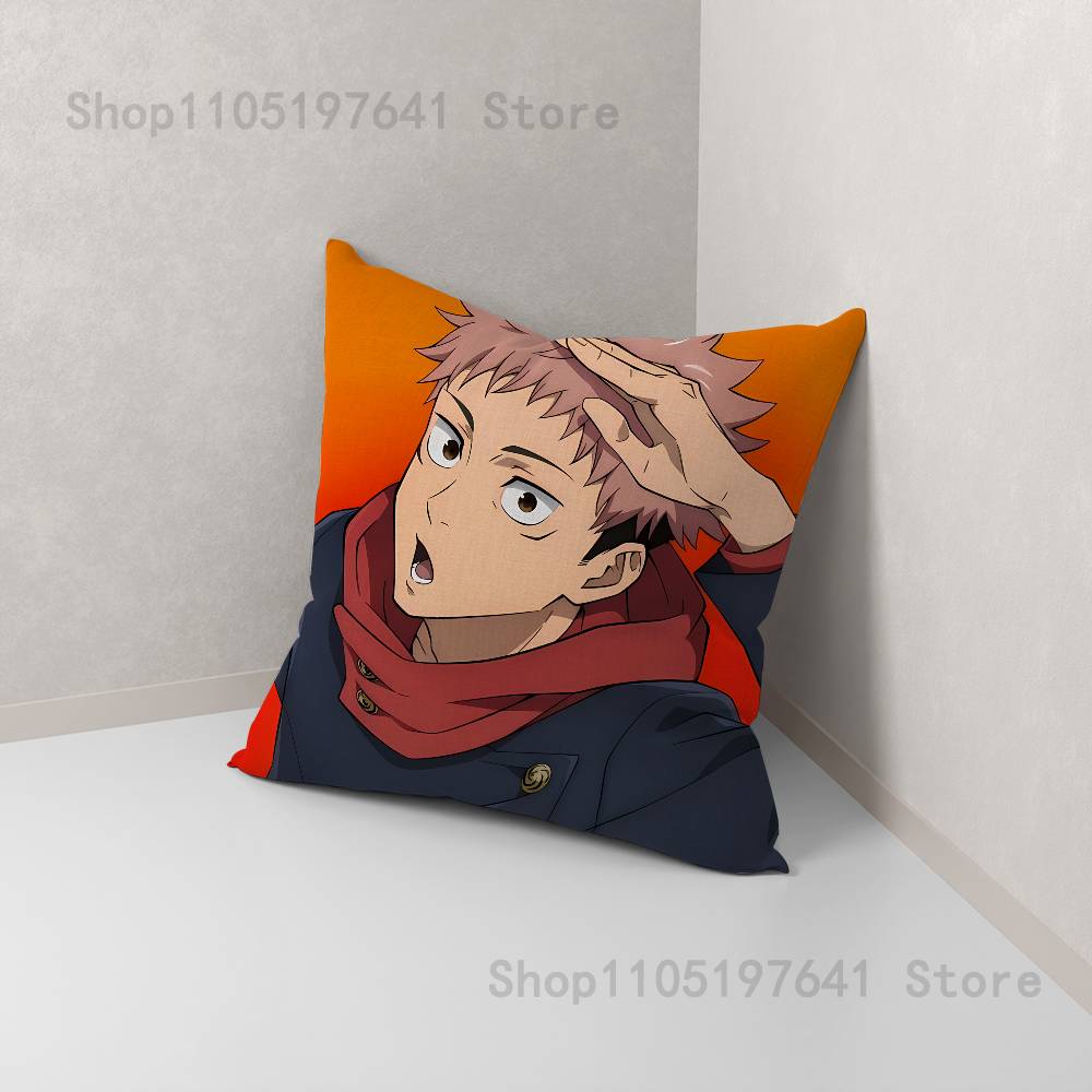 Anime Y-Yuji I-Itadori Pillow Case For Sofa Decor Car Office Room Printing Cushion Cover Decorations and Protector