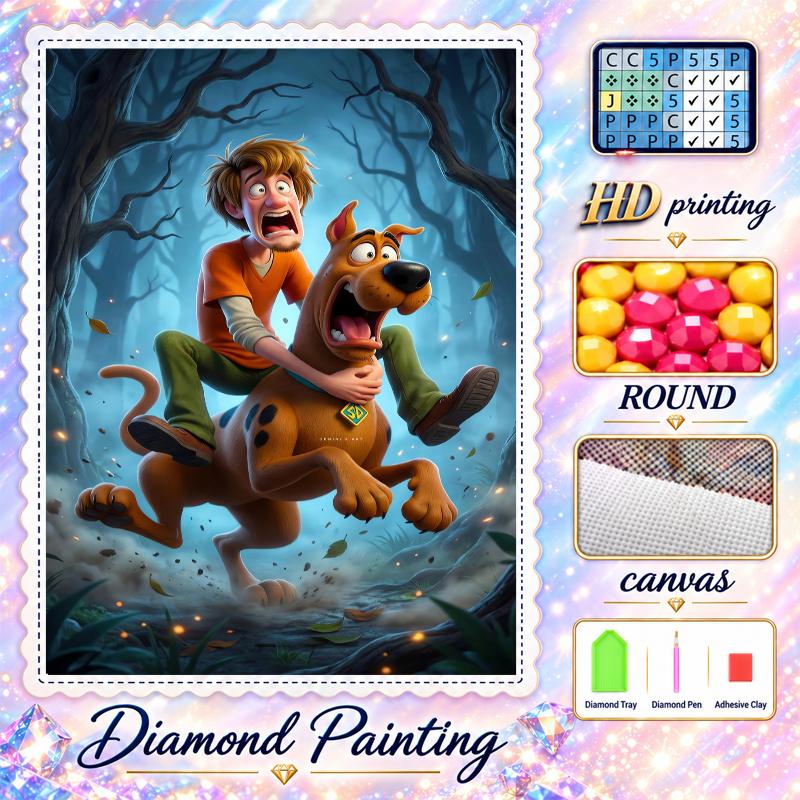 Scooby-Doo Diamond Painting Kit 5D Full Drill DIY Diamond Mosaic Wall Art Home Decor