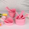 10Pcs Plastic Facial Mud Mixing Bowl with Spatula Women DIY Face Clay Love Heart Stirring Bowl Professional Home Salon Beauty Skincare Mixing Bowl
