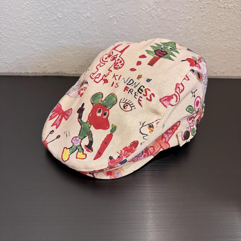 Beret Doodle Stylish With Sun Protection And Airy Fabric For Spring Summer Wear