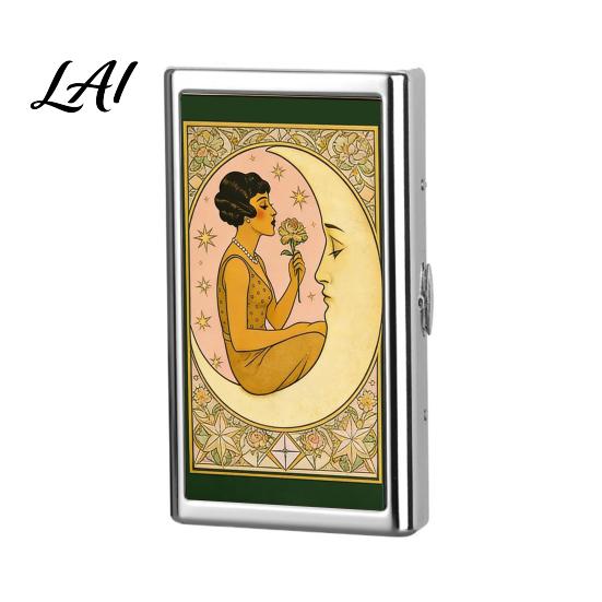Slim Card Holder Vintage Style Case Stainless Steel Secure Snap Metal Wallet