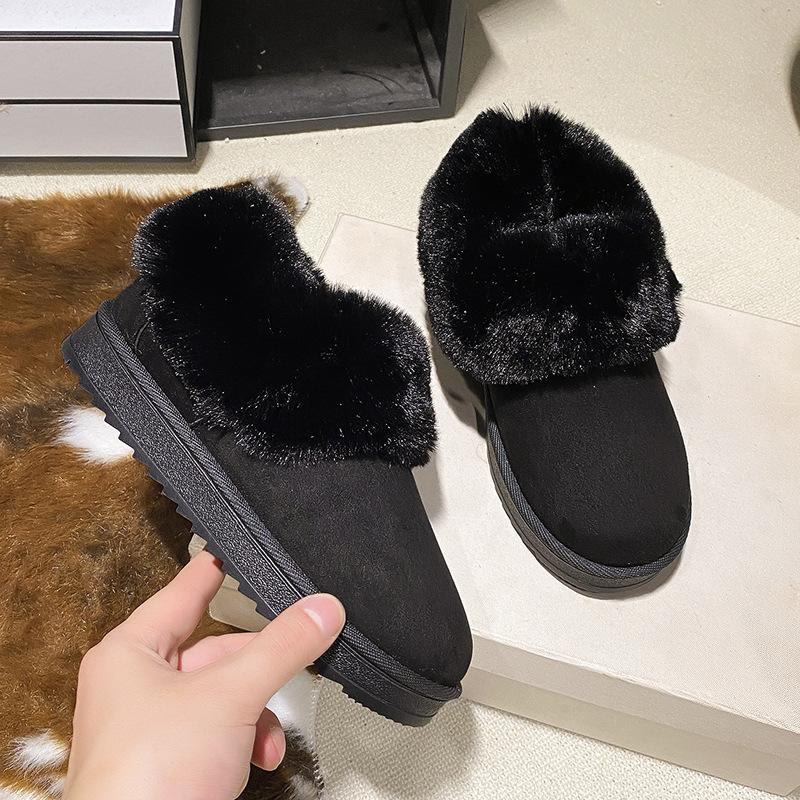 Plus-size Winter New Platform Cotton Shoes, Flat Low-heeled Snow Boots, and Round-toed Women's Cotton Shoes