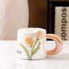 Tulip ceramic mug high value cup girls souvenir practical water cup office coffee cup with spoon
