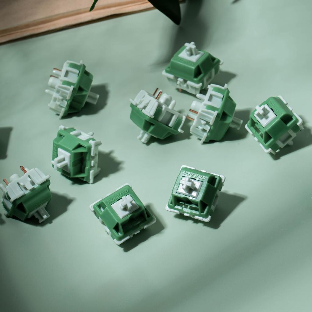 GATERON Green Apple Keyboard Heavy Tactile Through Hole RGB LED 5 Pin Green 22mm Dual Stage Spring Factory 63gf Key Switches for MX Mechanical