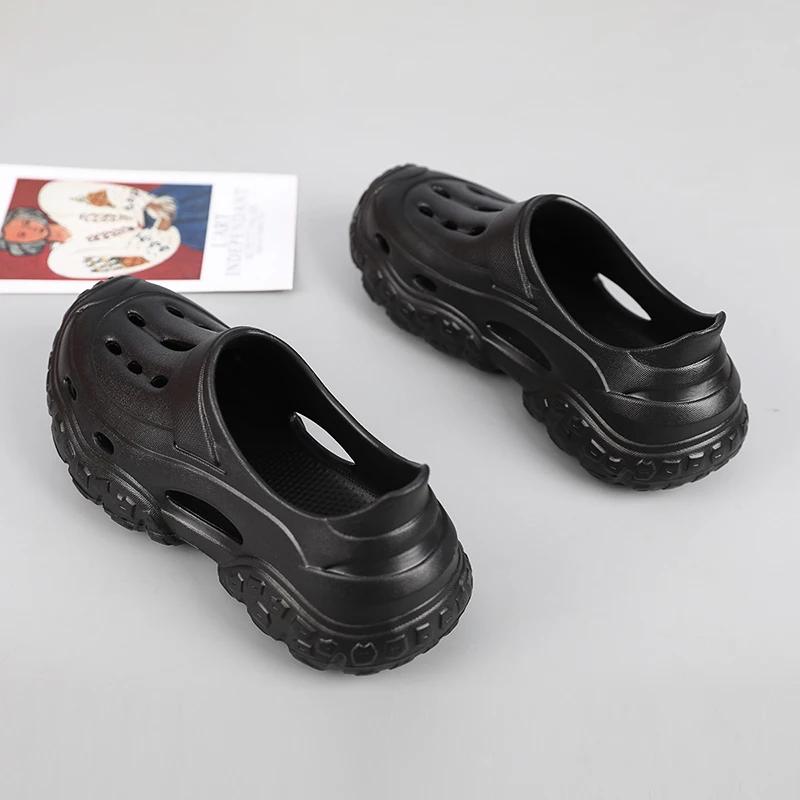Fashion Summer Men's Leisure Breathable Garden Shoes Outdoor Beach Baotou Cool Drag Hole Shoes Quick Drying Closed Toe Slippers Hole Sli