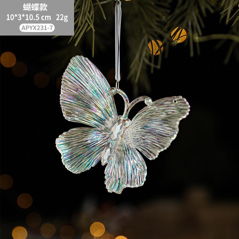 New Christmas Tree Pendant Acrylic Transparent Colorful Symphony Creative Bells Angel Girl Christmas Decoration Pendant Festive