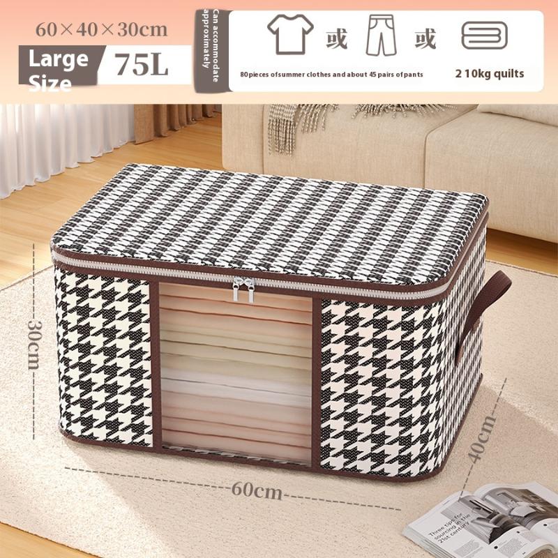 Visible Large Capacity Storage Box Portable Household Clothes Organizer With Handles Foldable Dustproof Quilt Zipper Container