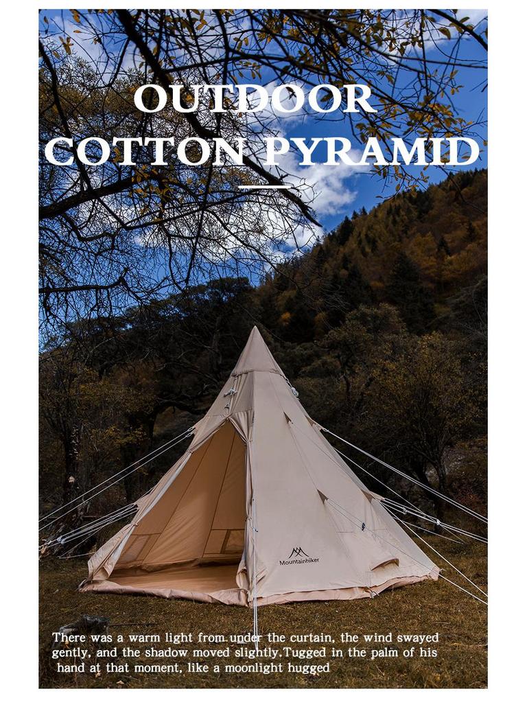Mountain Guest Waterproof Luxury Camping Pyramid Tent - Polyester Cotton Canvas