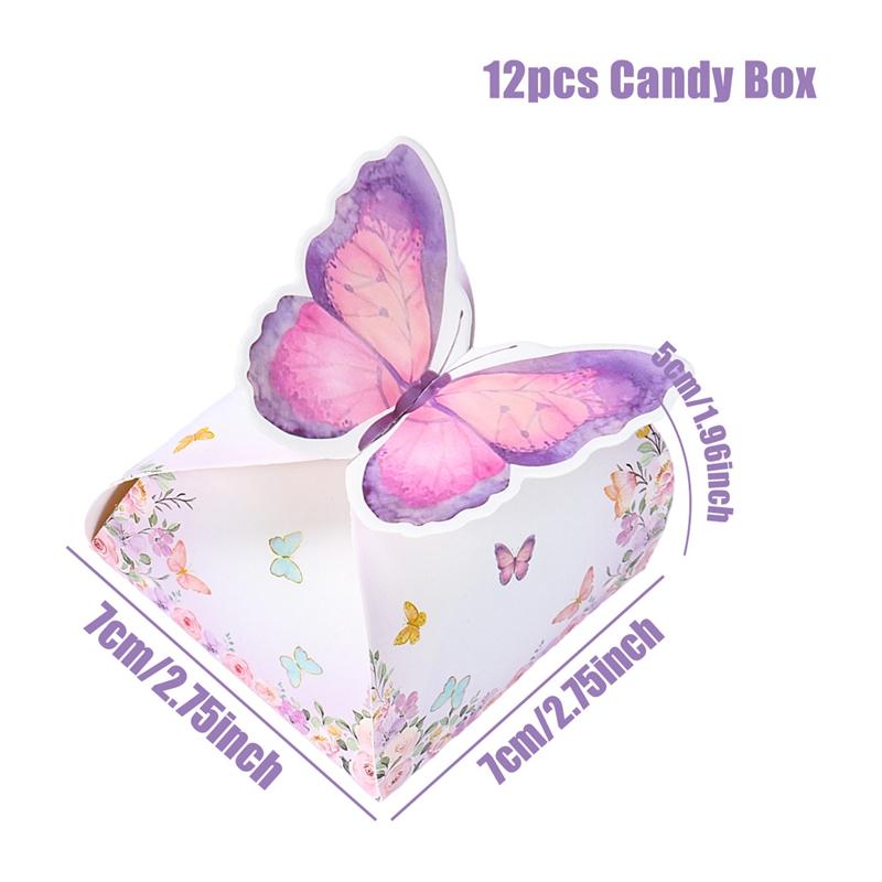 Butterfly Candy Gift Box Pink Purple Butterfly Birthday Party Decorations Kids Wedding Supplies Baby Shower Cookie Biscuit Box