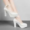 6 9 11cm Kleine Größe 32-43 Flache Echtlederschuhe Damen Plateau-Pumps 2025 Büro-Modell Block Hohe Absätze Schuhe Damen