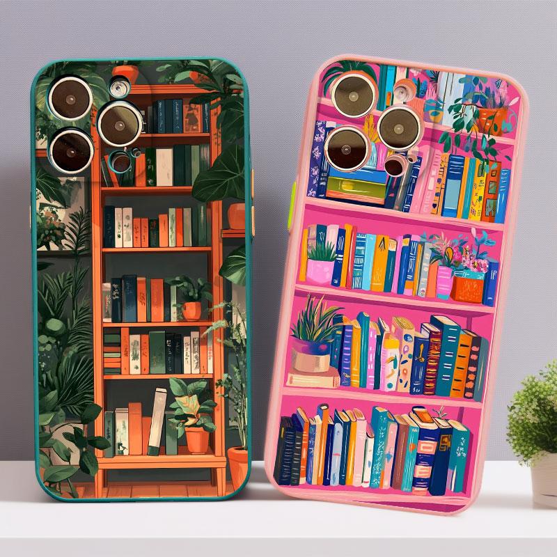 Phone Case for iPhone 17 14 Pro Max 13 12 11 Pro Max Mini 16 15 Pro Max 14 Plus XR XS X Cover Shell Bookshelf Small Flower Pot