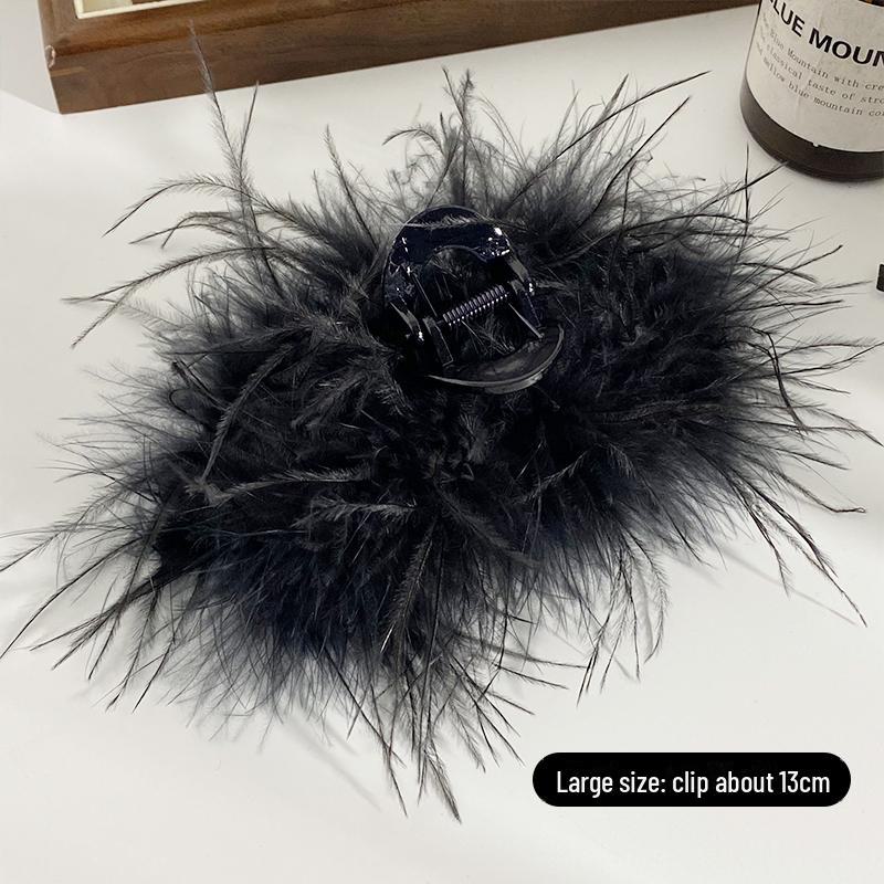 Korean Ins-Style High-Grade Plush Ostrich Feather Shark Hair Clip