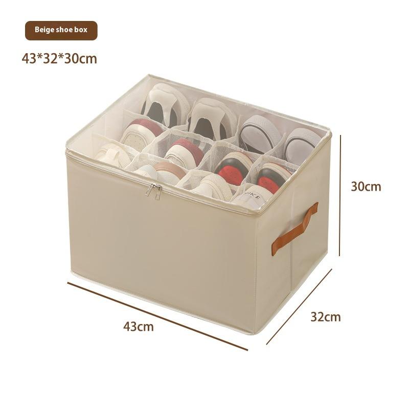 Storage Shoebox Fabric Foldable Shoe Compartment Arrangement Storage Box Dustproof Moisture-proof Washable Organizer