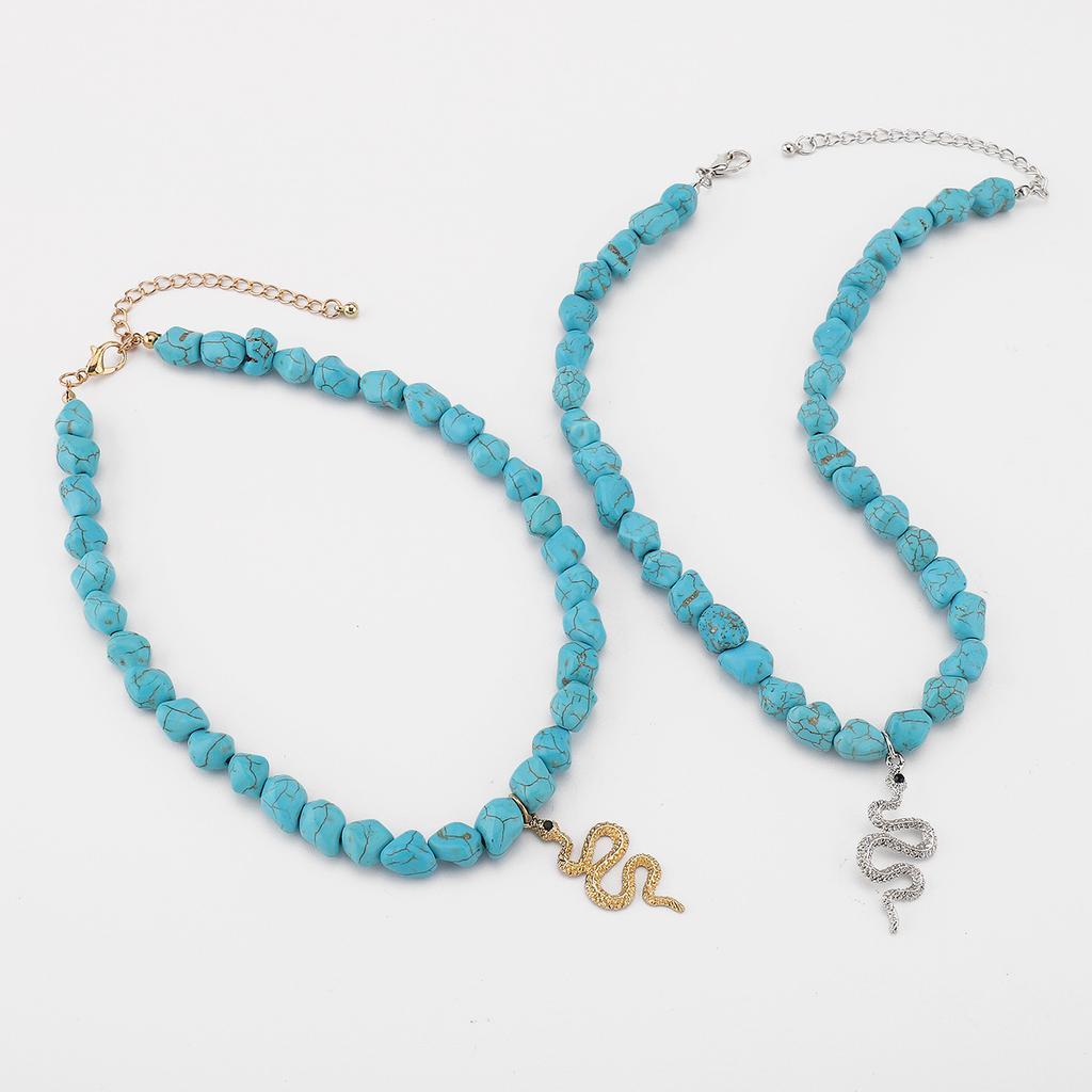 Bohemian Style Evil Eye Turquoise Necklace Irregular Beaded Choker Western Fashion Jewelry For Women Trendy Accessory