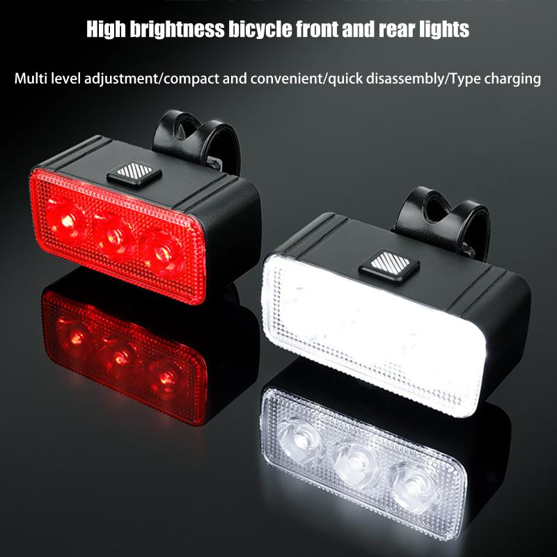 Bicycle Front And Rear Light Set Rechargeable Portable Led Headlight Taillight For Mountain Road Biking Night Riding Accessories